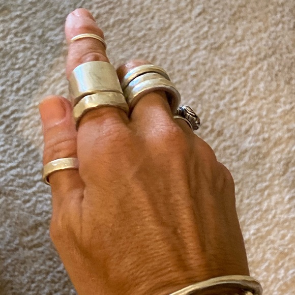 Hand sand casted sterling silver ring set - Picture 7 of 16